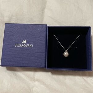 Swarovski Silver Pearl and Crystal Necklace New in Box with Tags